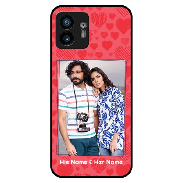 Nothing Phone 2 Custom Glass Phone Case - With Red Heart Symbols Design Nothing Phone 2 Custom Glass Phone Case - With Red Heart Symbols Design