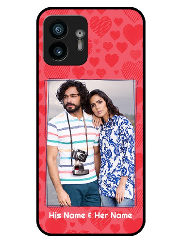 Custom Nothing Phone 2 Custom Glass Phone Case - With Red Heart Symbols Design