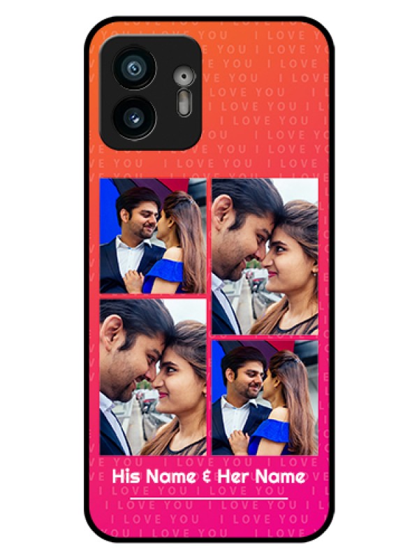 Custom Nothing Phone 2 Custom Glass Phone Case - I Love You Pink Design