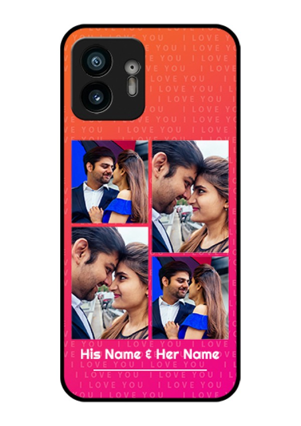 Nothing Phone 2 Custom Glass Phone Case - I Love You Pink Design