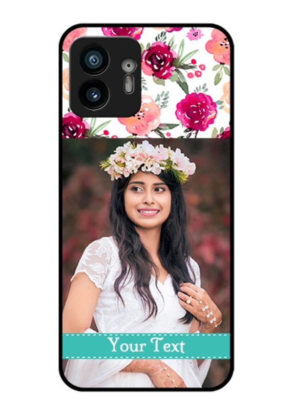 Nothing Phone 2 Custom Glass Phone Case - Water Colors Floral Design