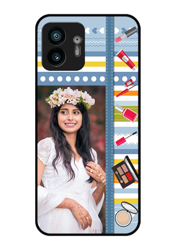 Nothing Phone 2 Custom Glass Phone Case - Makeup Icons Design