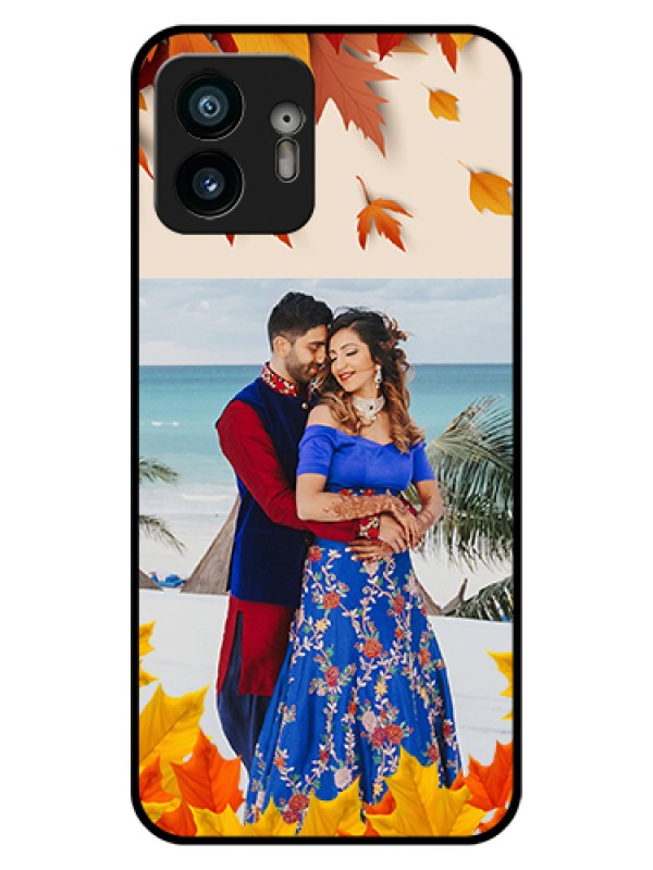 Custom Nothing Phone 2 Custom Glass Phone Case - Autumn Maple Leaves Design
