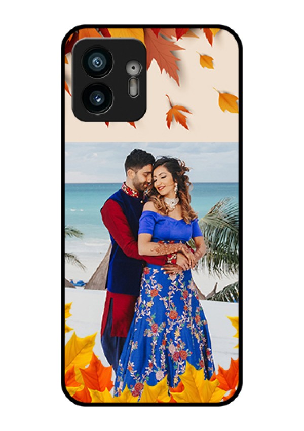 Nothing Phone 2 Custom Glass Phone Case - Autumn Maple Leaves Design