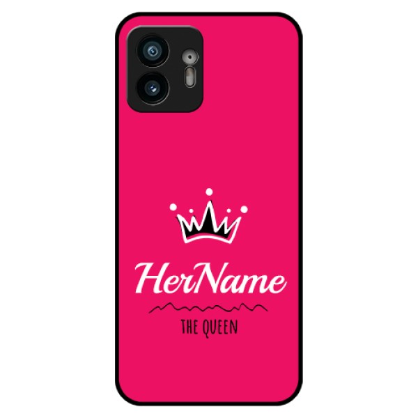 Nothing Phone 2 Custom Glass Phone Case - Queen With Name Design Nothing Phone 2 Custom Glass Phone Case - Queen With Name Design