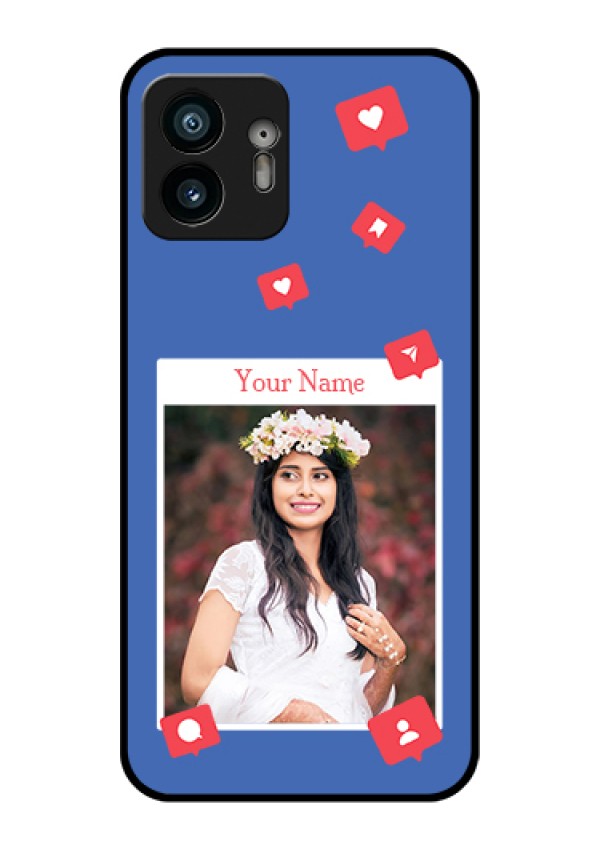 Nothing Phone 2 Custom Glass Phone Case - Like Share And Comment Design