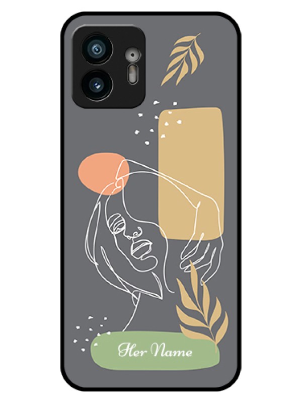 Custom Nothing Phone 2 Custom Glass Phone Case - Gazing Woman Line Art Design