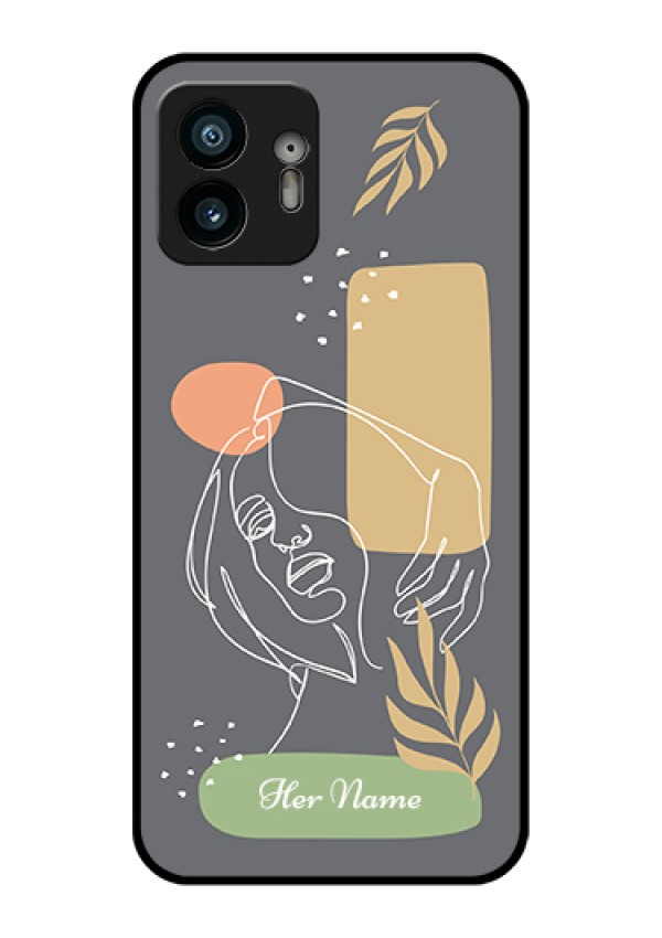 Nothing Phone 2 Custom Glass Phone Case - Gazing Woman Line Art Design