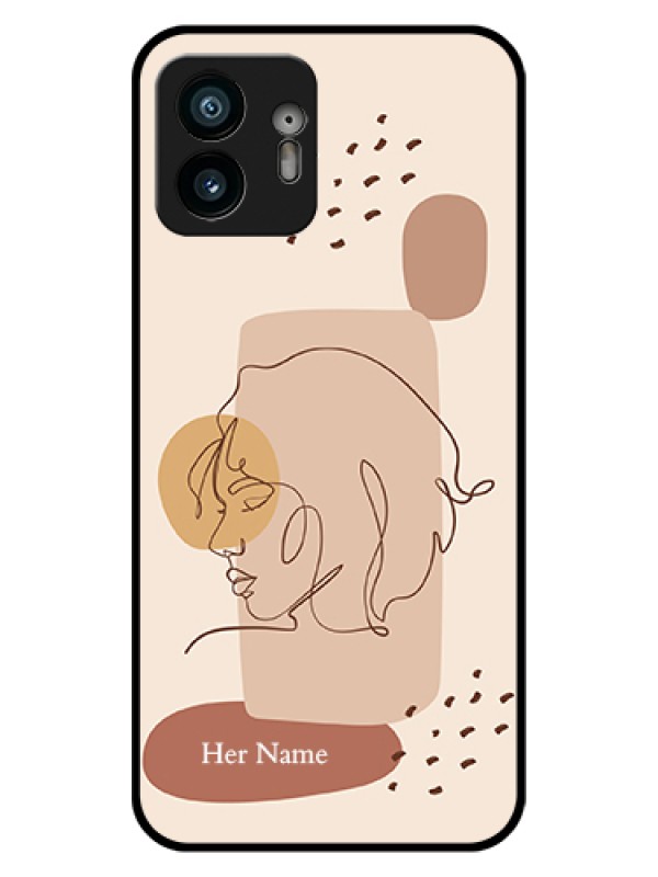 Custom Nothing Phone 2 Custom Glass Phone Case - Calm Woman Line Art Design