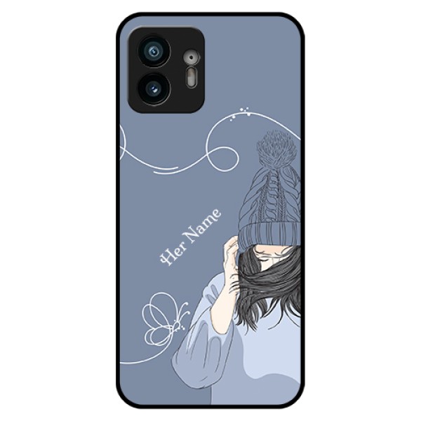 Nothing Phone 2 Custom Glass Phone Case - Girl In Winter Outfit Design Nothing Phone 2 Custom Glass Phone Case - Girl In Winter Outfit Design