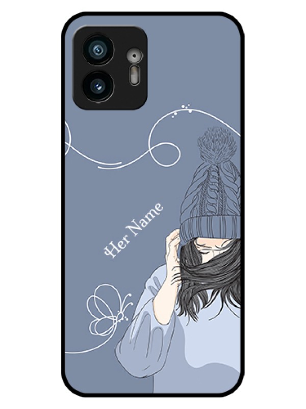 Custom Nothing Phone 2 Custom Glass Phone Case - Girl In Winter Outfit Design