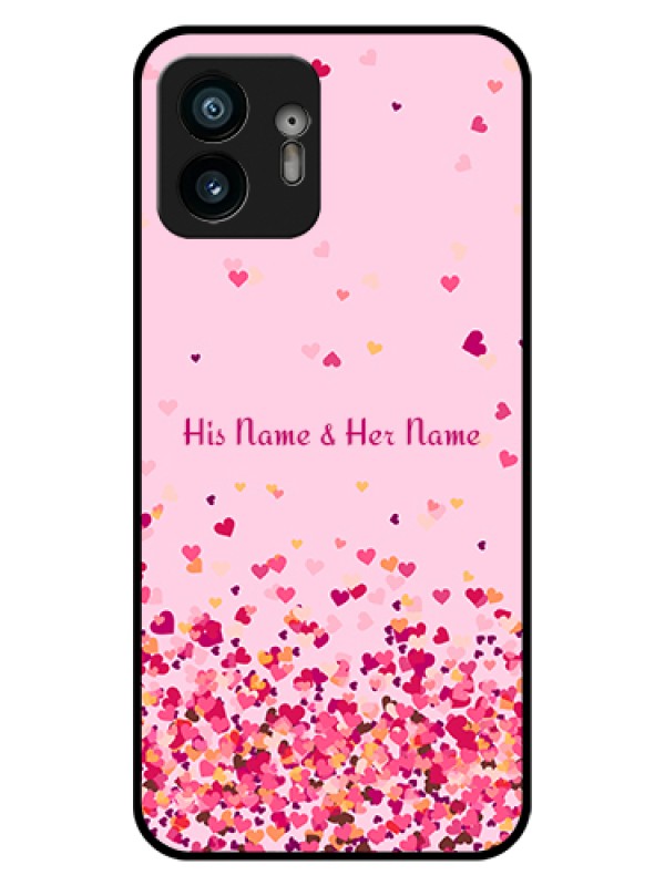 Custom Nothing Phone 2 Custom Glass Phone Case - Floating Hearts Design