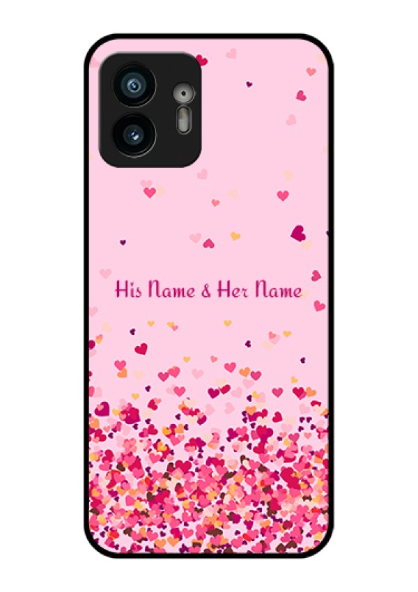 Nothing Phone 2 Custom Glass Phone Case - Floating Hearts Design