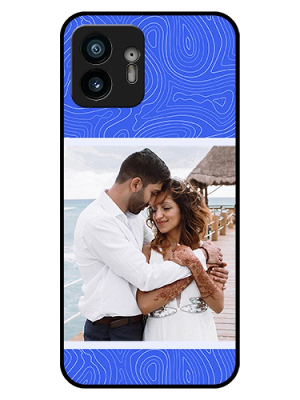 Custom Nothing Phone 2 Custom Glass Phone Case - Curved Line Art With Blue And White Design