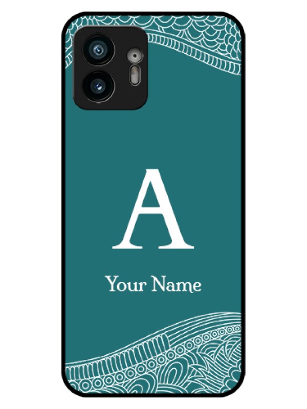 Custom Nothing Phone 2 Custom Glass Phone Case - Line Art Pattern With Custom Name Design