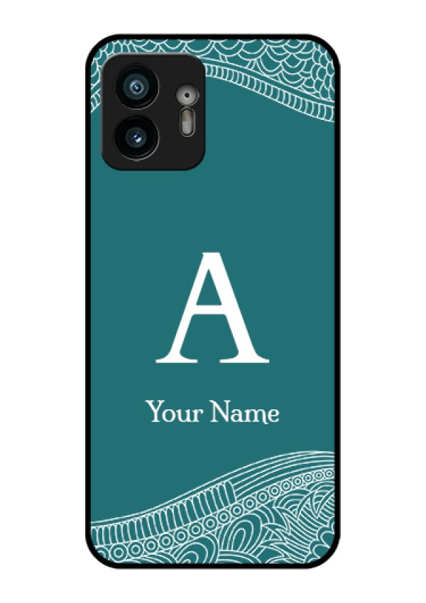 Nothing Phone 2 Custom Glass Phone Case - Line Art Pattern With Custom Name Design