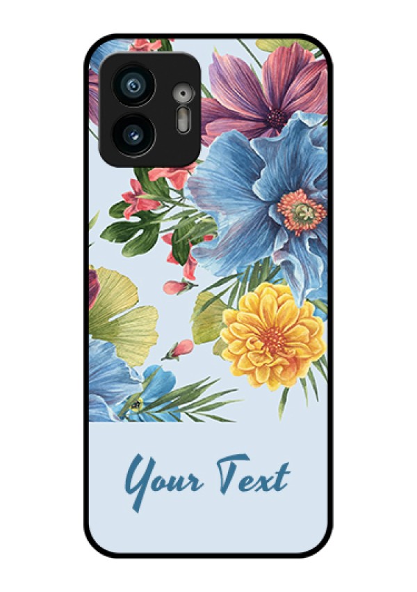 Nothing Phone 2 Custom Glass Phone Case - Stunning Watercolored Flowers Painting Design