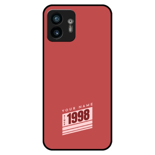 Nothing Phone 2 Custom Glass Phone Case - Red Custom Year Of Birth Design Nothing Phone 2 Custom Glass Phone Case - Red Custom Year Of Birth Design