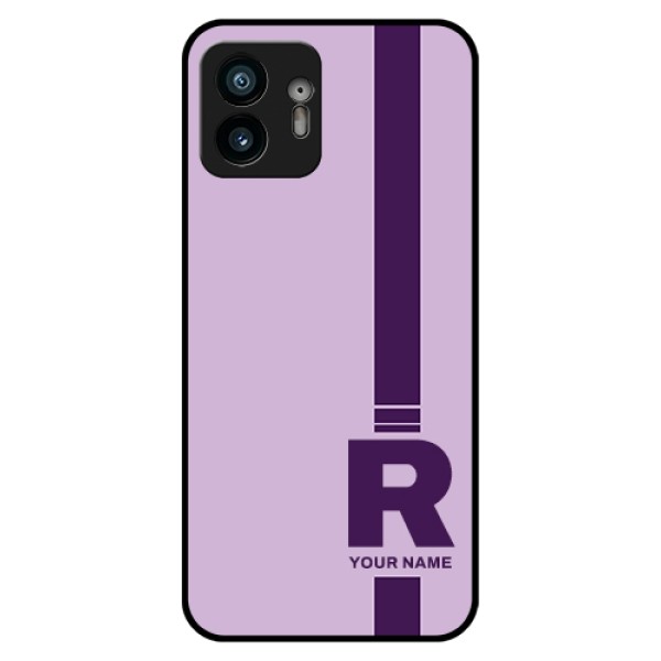Nothing Phone 2 Custom Glass Phone Case - Simple Dual Tone Stripe With Name Design Nothing Phone 2 Custom Glass Phone Case - Simple Dual Tone Stripe With Name Design