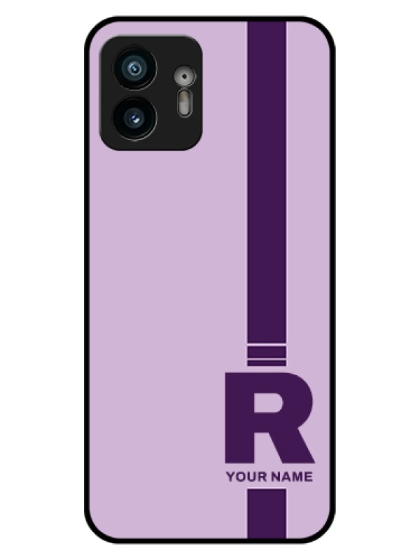 Custom Nothing Phone 2 Custom Glass Phone Case - Simple Dual Tone Stripe With Name Design