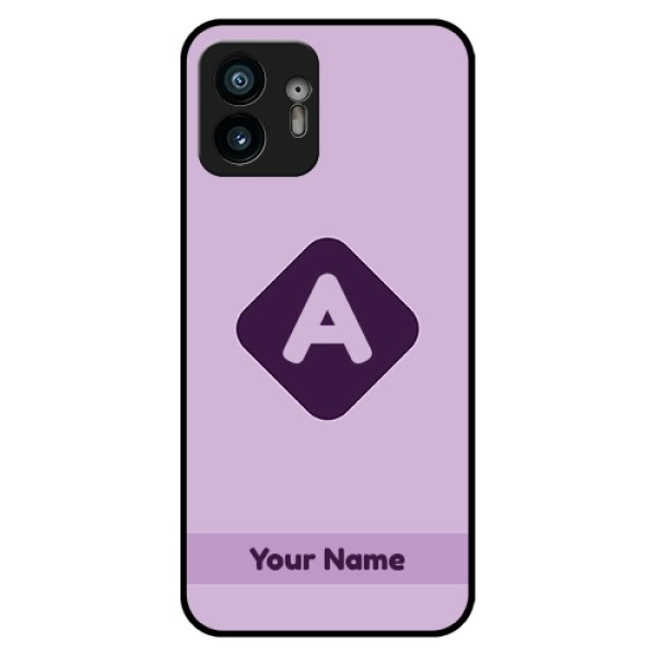 Nothing Phone 2 Custom Glass Phone Case - Custom Letter In Curved Badge Design Nothing Phone 2 Custom Glass Phone Case - Custom Letter In Curved Badge Design