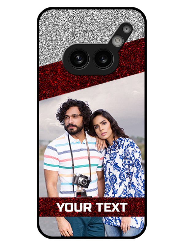 Custom Nothing Phone 2A 5G Custom Glass Phone Case - Image Holder With Glitter Strip Design