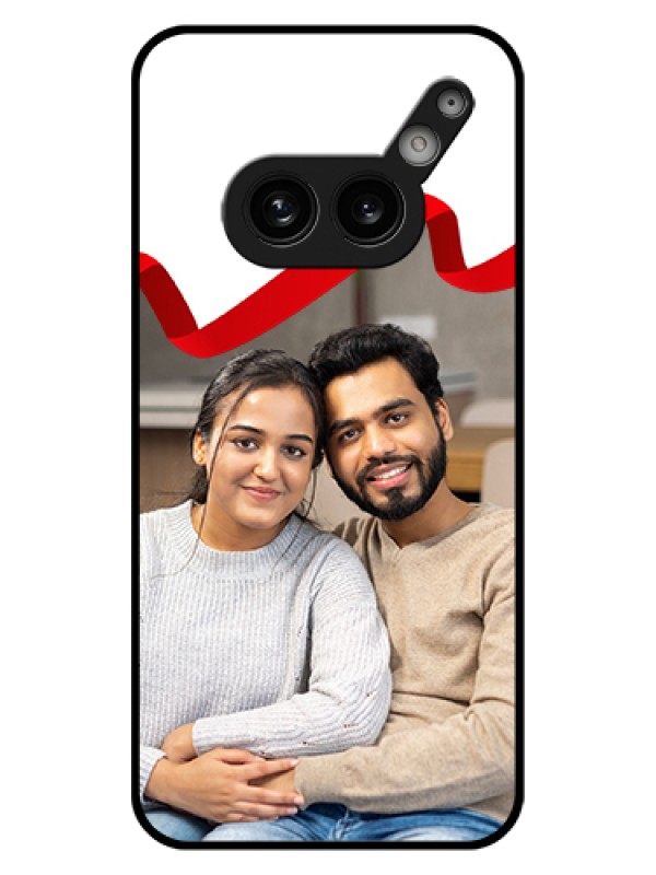 Custom Nothing Phone 2A 5G Custom Glass Phone Case - Red Ribbon Frame Design