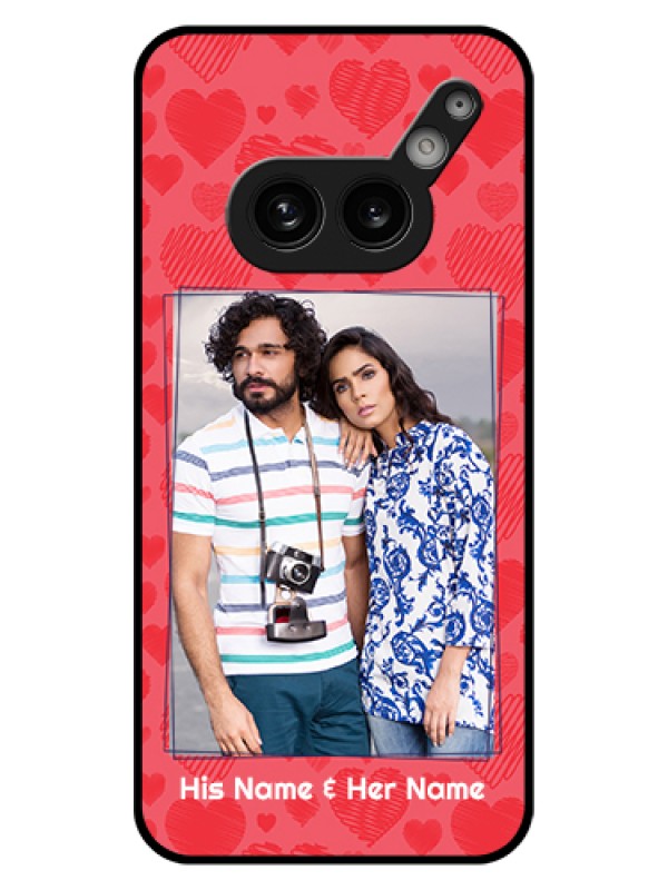 Custom Nothing Phone 2A 5G Custom Glass Phone Case - With Red Heart Symbols Design