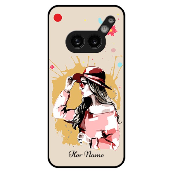 Nothing Phone 2A 5G Custom Glass Phone Case - Women With Pink Hat Design Nothing Phone 2A 5G Custom Glass Phone Case - Women With Pink Hat Design