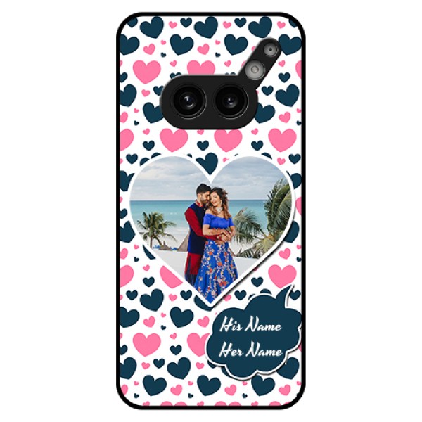 Nothing Phone 2A Plus Custom Glass Phone Case - Pink & Blue Heart Design Nothing Phone 2A Plus Custom Glass Phone Case - Pink & Blue Heart Design