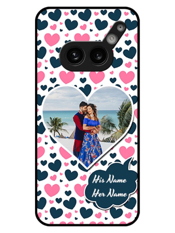 Custom Nothing Phone 2A Plus Custom Glass Phone Case - Pink & Blue Heart Design