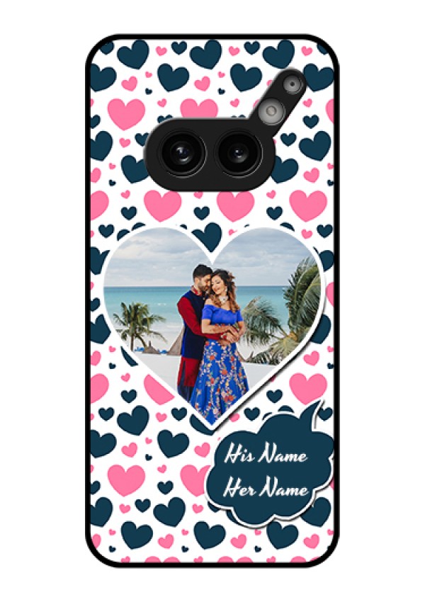 Nothing Phone 2A Plus Custom Glass Phone Case - Pink & Blue Heart Design