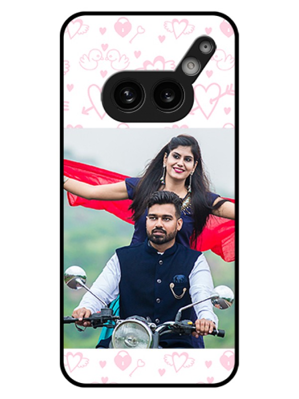 Custom Nothing Phone 2A Plus Custom Glass Phone Case - Pink Flying Heart Design