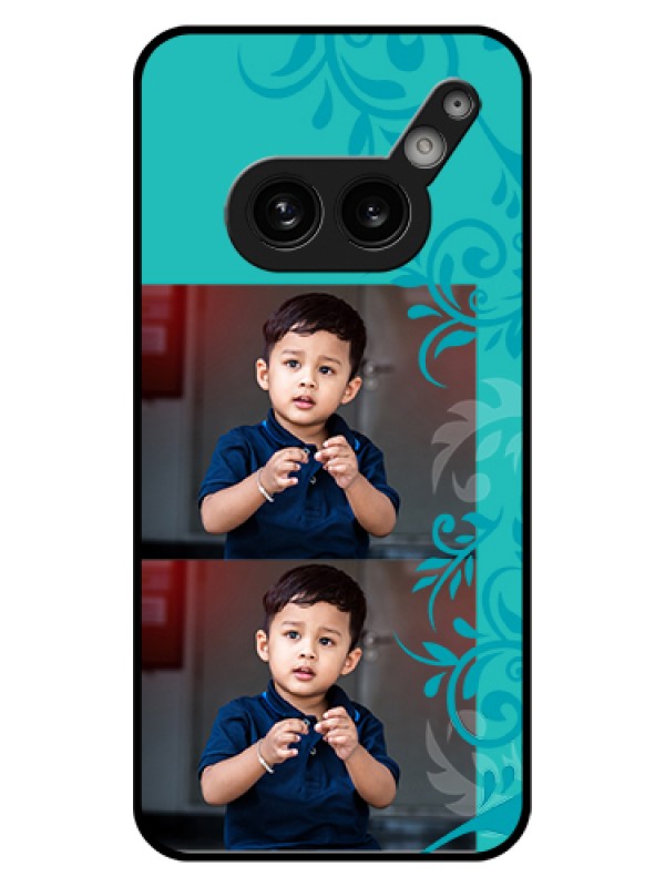 Custom Nothing Phone 2A Plus Custom Glass Phone Case - With Photo And Green Floral Design