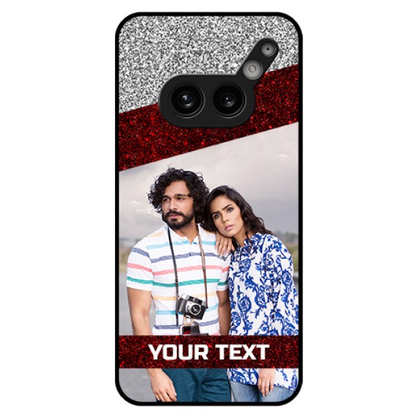 Nothing Phone 2A Plus Custom Glass Phone Case - Image Holder With Glitter Strip Design Nothing Phone 2A Plus Custom Glass Phone Case - Image Holder With Glitter Strip Design