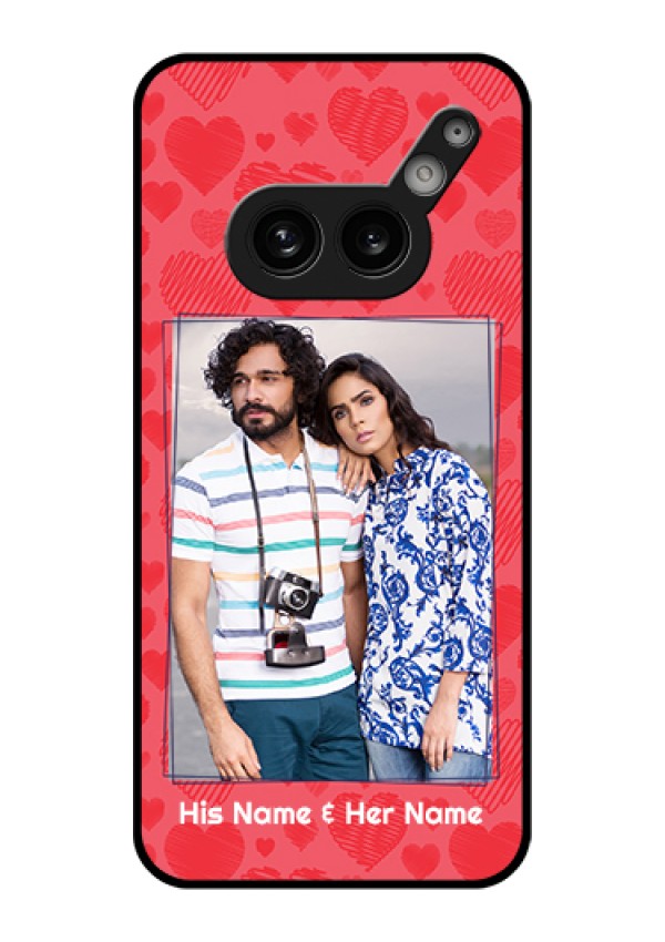 Nothing Phone 2A Plus Custom Glass Phone Case - With Red Heart Symbols Design