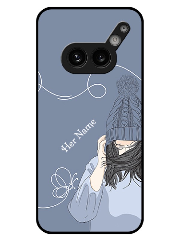 Custom Nothing Phone 2A Plus Custom Glass Phone Case - Girl In Winter Outfit Design