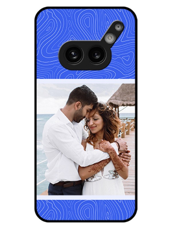 Custom Nothing Phone 2A Plus Custom Glass Phone Case - Curved Line Art With Blue And White Design