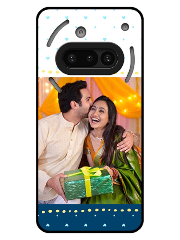 Custom Nothing Phone 3A 5G Custom Glass Phone Case - White And Blue Abstract Design