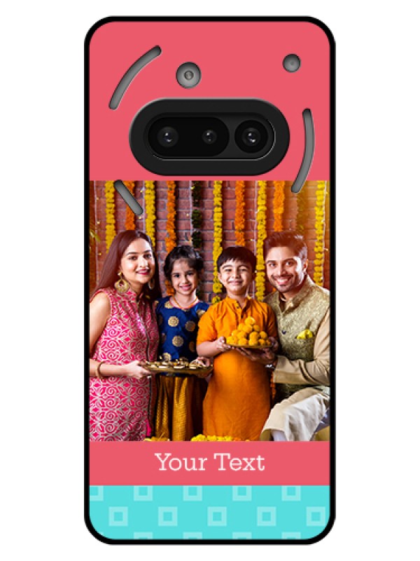 Custom Nothing Phone 3A 5G Custom Glass Phone Case - Peach & Blue Color Design