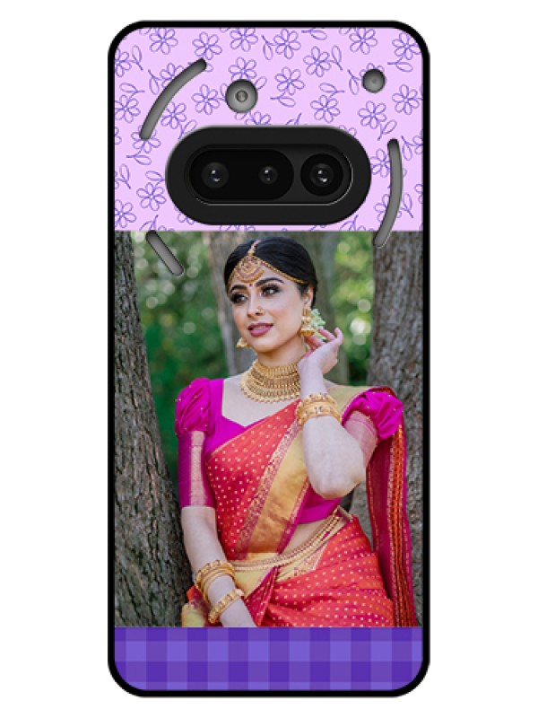 Custom Nothing Phone 3A 5G Custom Glass Phone Case - Purple Floral Design