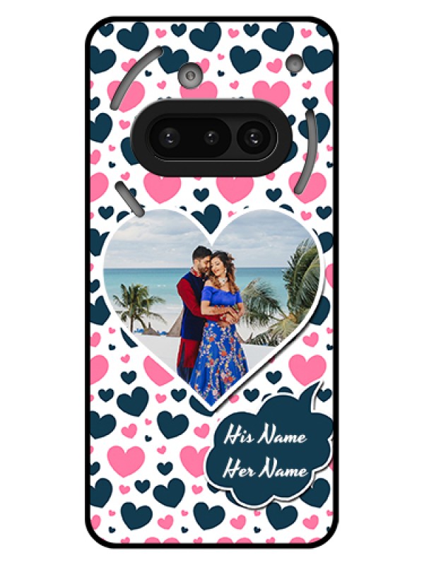 Custom Nothing Phone 3A 5G Custom Glass Phone Case - Pink & Blue Heart Design