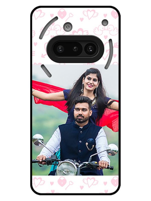 Custom Nothing Phone 3A 5G Custom Glass Phone Case - Pink Flying Heart Design