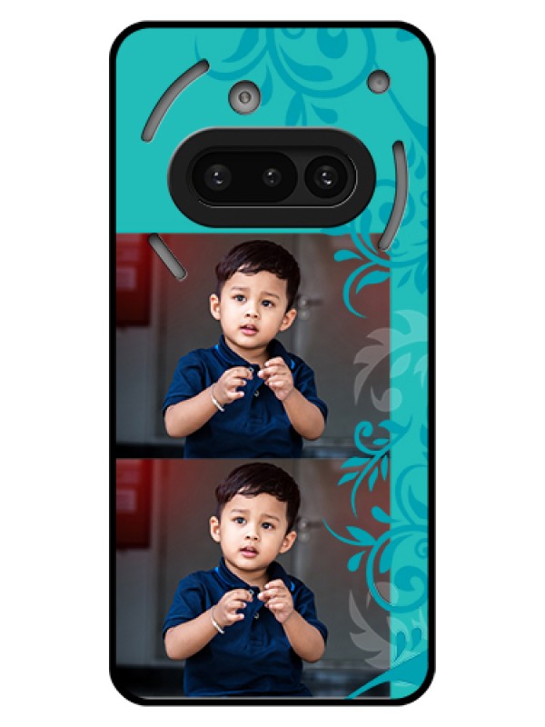 Custom Nothing Phone 3A 5G Custom Glass Phone Case - With Photo And Green Floral Design