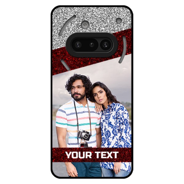 Nothing Phone 3A 5G Custom Glass Phone Case - Image Holder With Glitter Strip Design Nothing Phone 3A 5G Custom Glass Phone Case - Image Holder With Glitter Strip Design