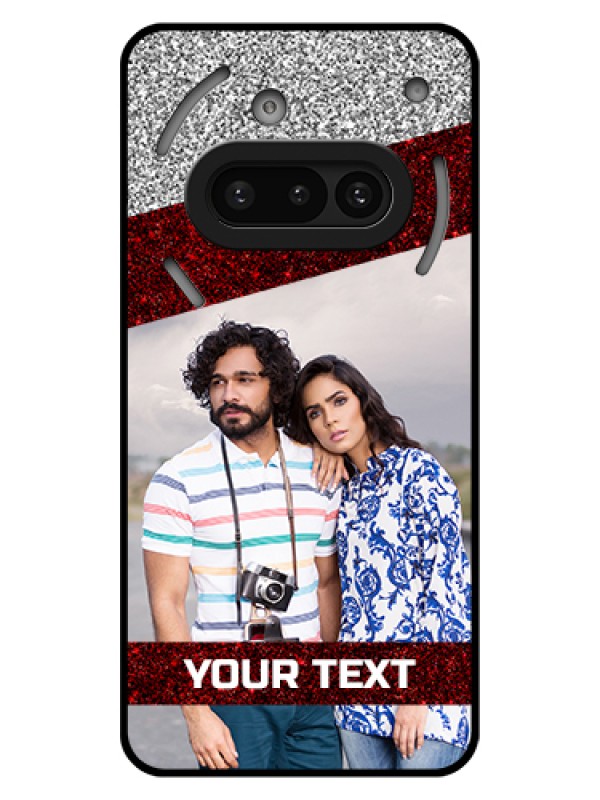 Custom Nothing Phone 3A 5G Custom Glass Phone Case - Image Holder With Glitter Strip Design