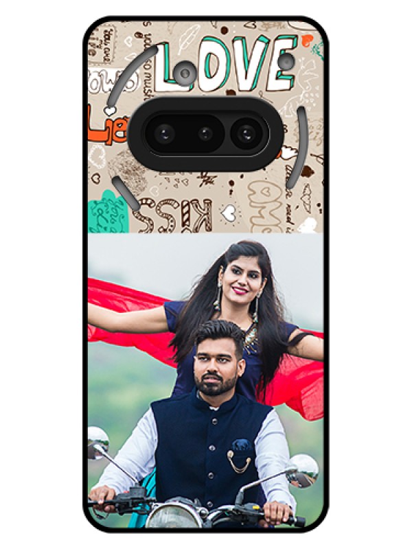 Custom Nothing Phone 3A 5G Custom Glass Phone Case - Love Doodle Pattern