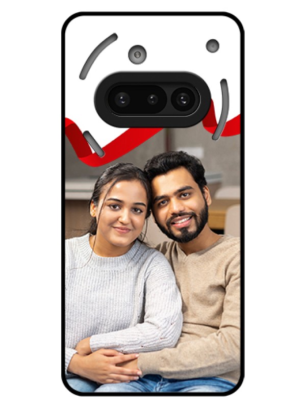 Custom Nothing Phone 3A 5G Custom Glass Phone Case - Red Ribbon Frame Design