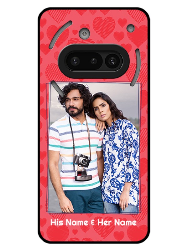 Custom Nothing Phone 3A 5G Custom Glass Phone Case - With Red Heart Symbols Design