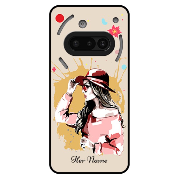 Nothing Phone 3A 5G Custom Glass Phone Case - Women With Pink Hat Design Nothing Phone 3A 5G Custom Glass Phone Case - Women With Pink Hat Design